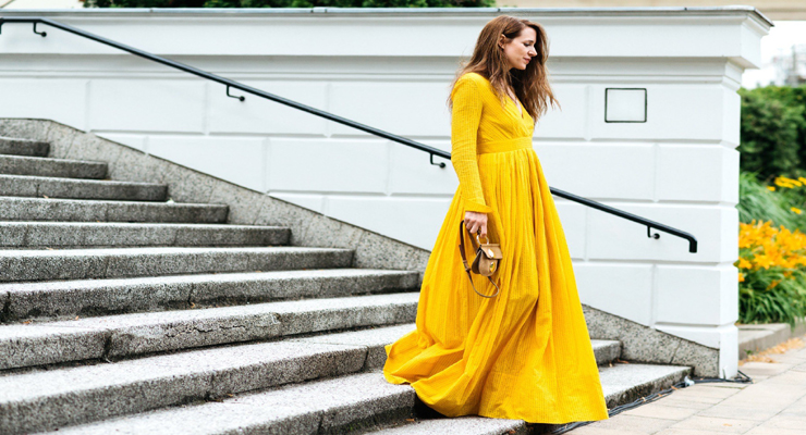 street style 2015 fashion week – yellow maxi dress