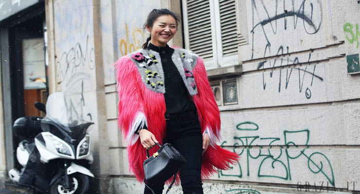 Milan fashion week street style in pink
